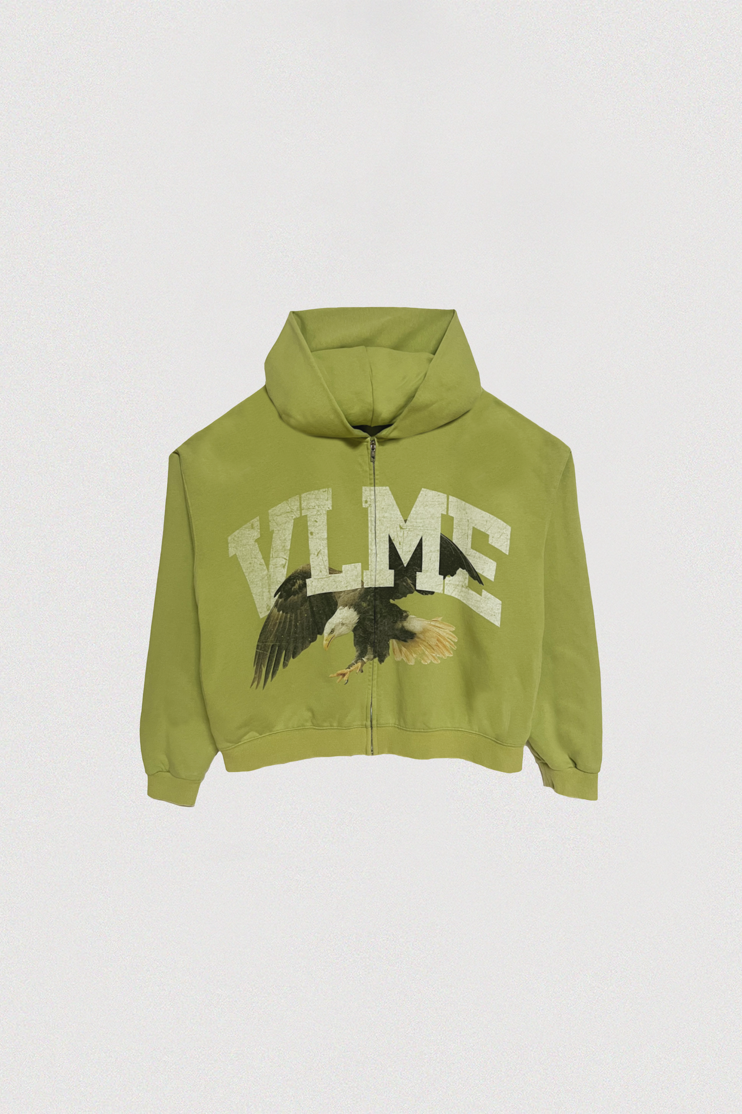 EAGLE VINTAGE WASHED ZIP HOODIE - LIGHT OLIVE