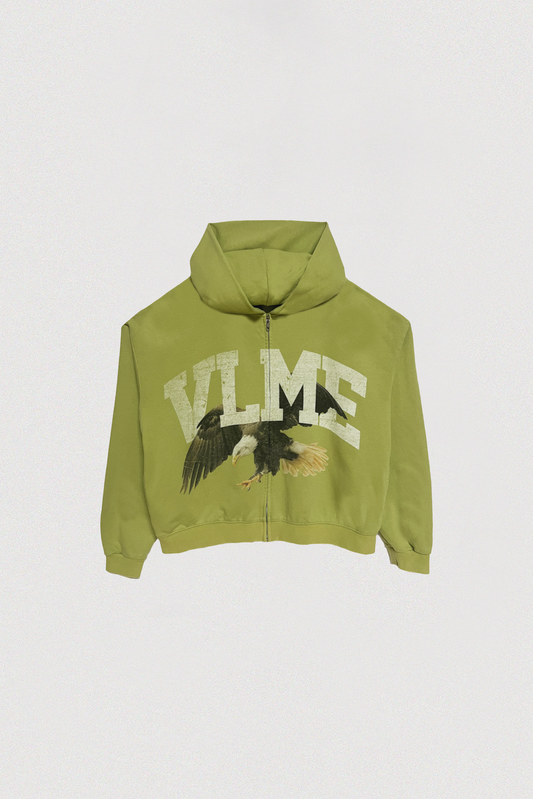 EAGLE VINTAGE WASHED ZIP HOODIE - LIGHT OLIVE