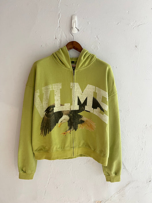 EAGLE VINTAGE WASHED ZIP HOODIE - LIGHT OLIVE