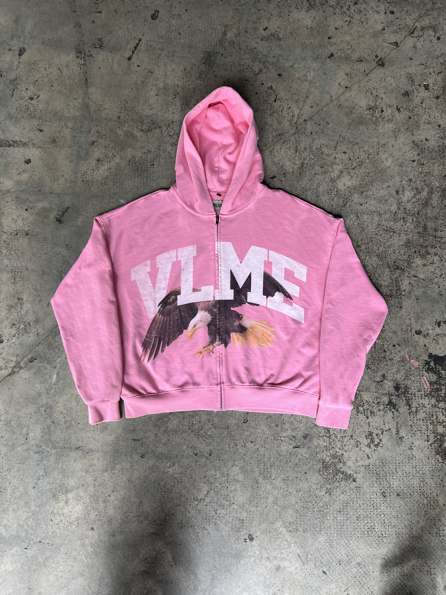 EAGLE VINTAGE WASHED ZIP HOODIE - PINK